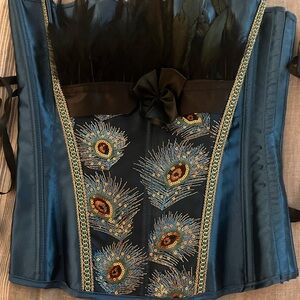 Blue Corset with feathers